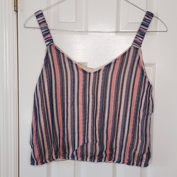 Nine Britton Misha Elastic Strap Cropped Striped Cami Elastic Hem Size L… - Picture 2 of 12